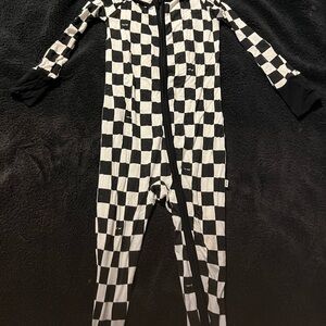 Little Sleepies Black and White Checkered Footie